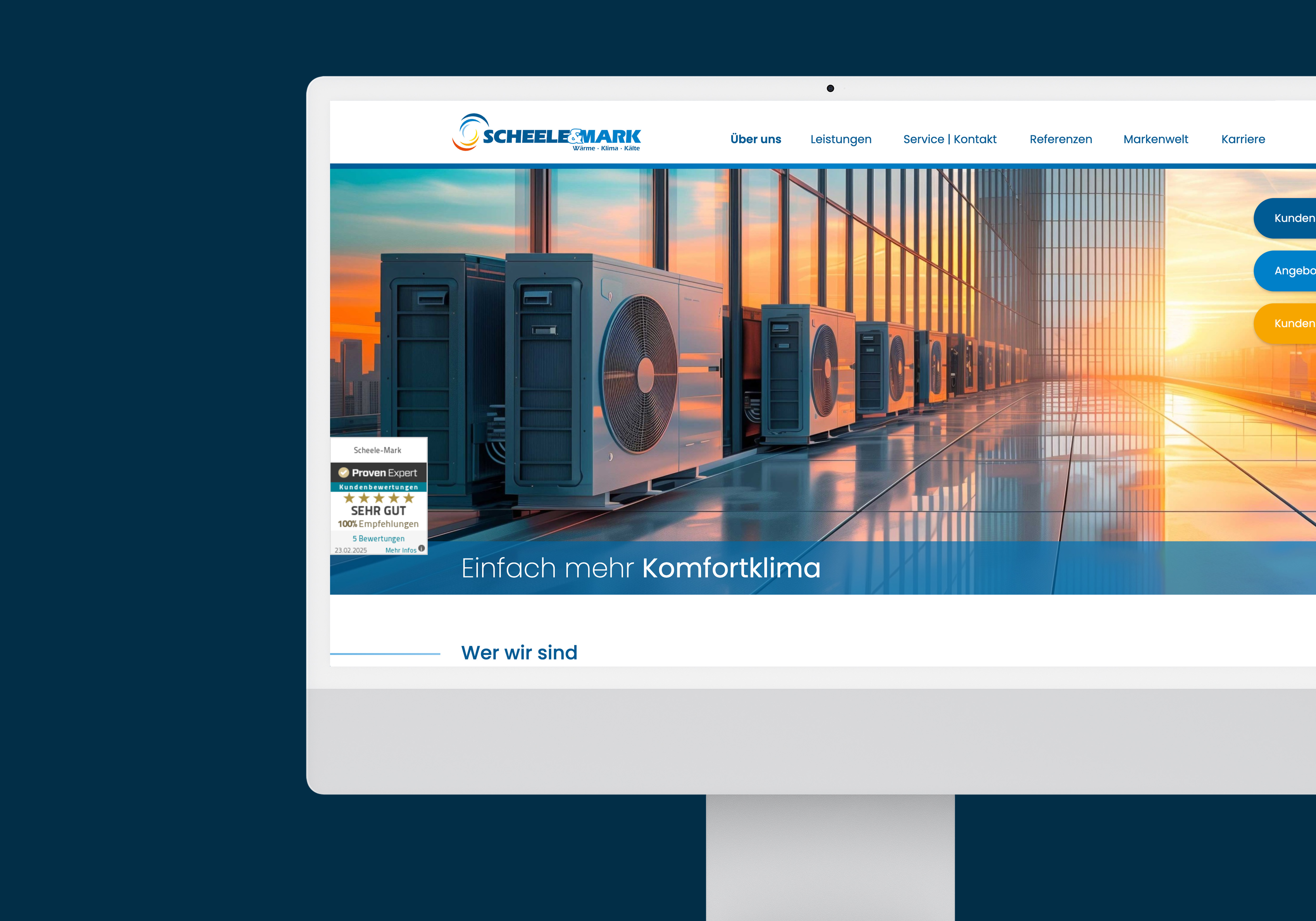 Screenshot eines Computerbildschirms, der die Startseite von Scheele & Mark zeigt.