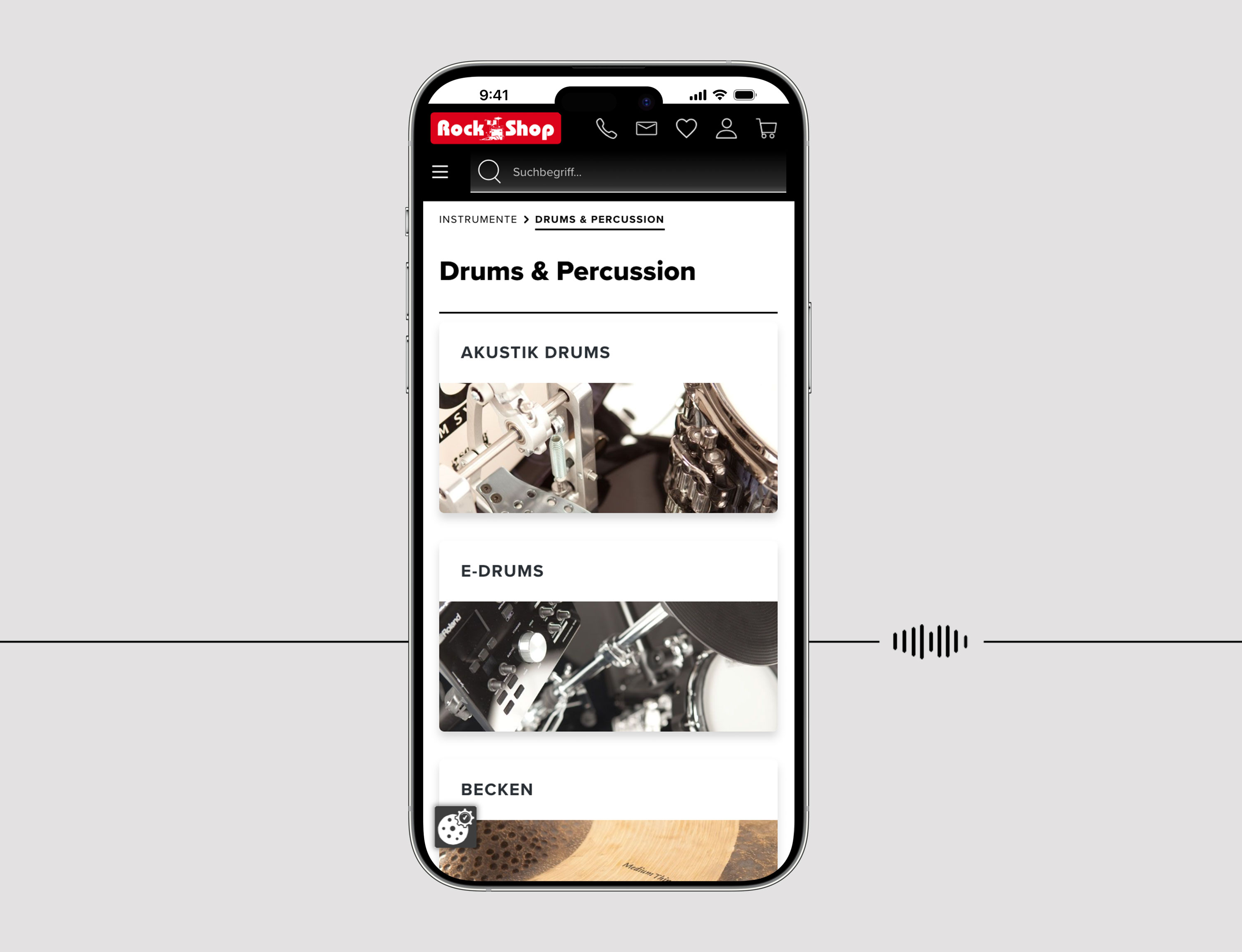 Handy mit Bildschirm, der eine Musik-Website zeigt