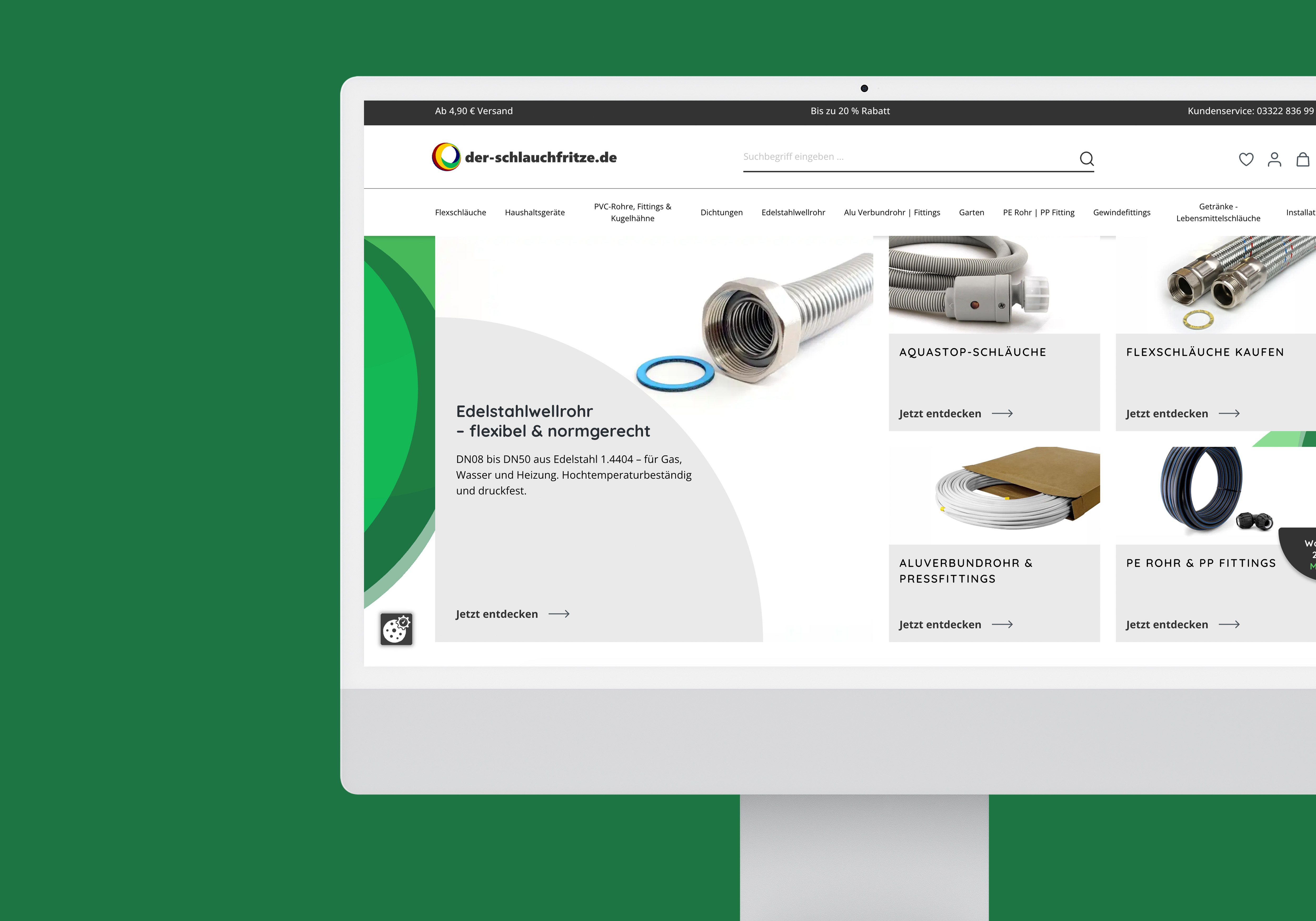 Ein Computerbildschirme, der die Startseite von Ascentec zeigt