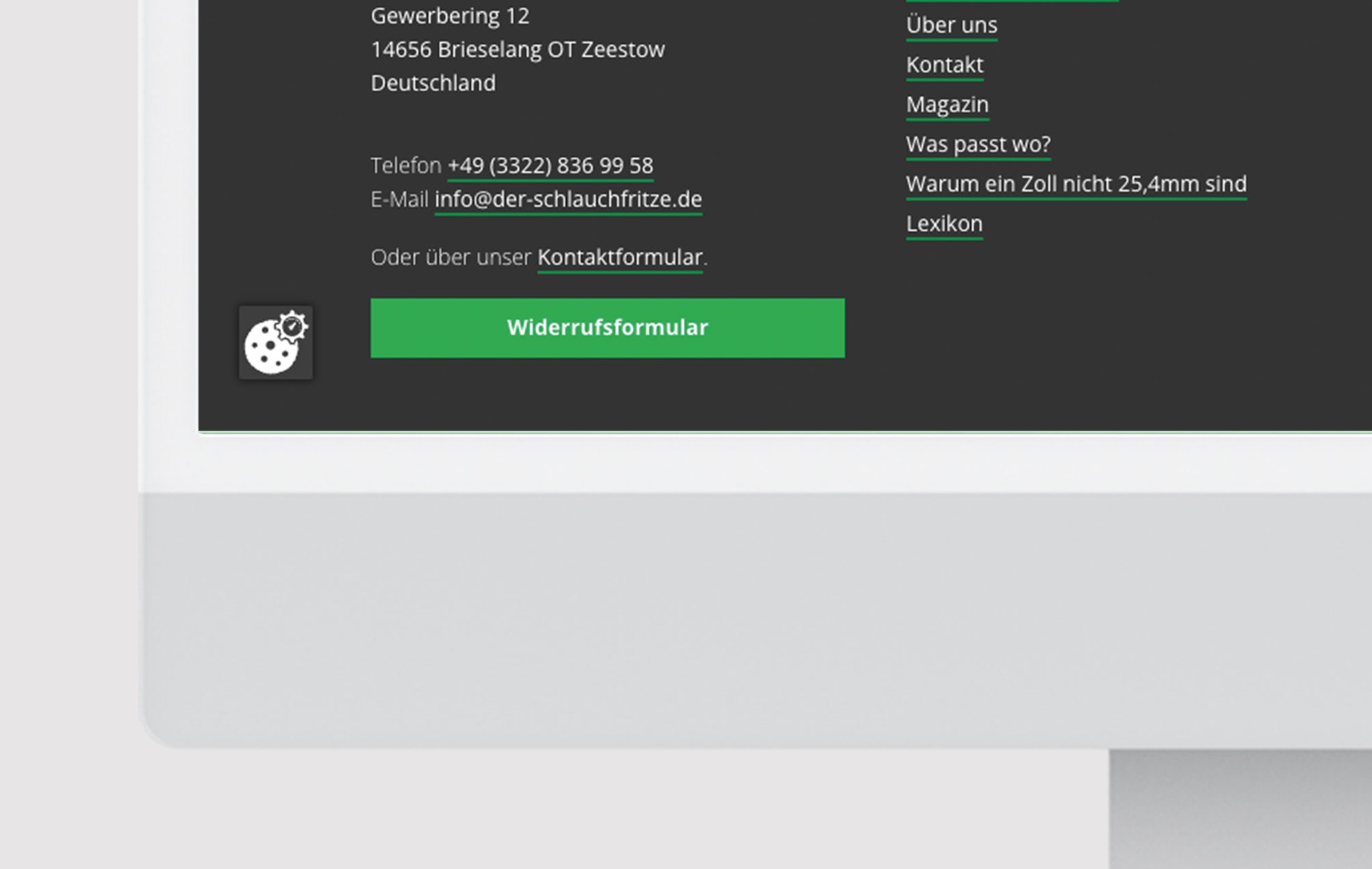Widerrufsbutton im Footer