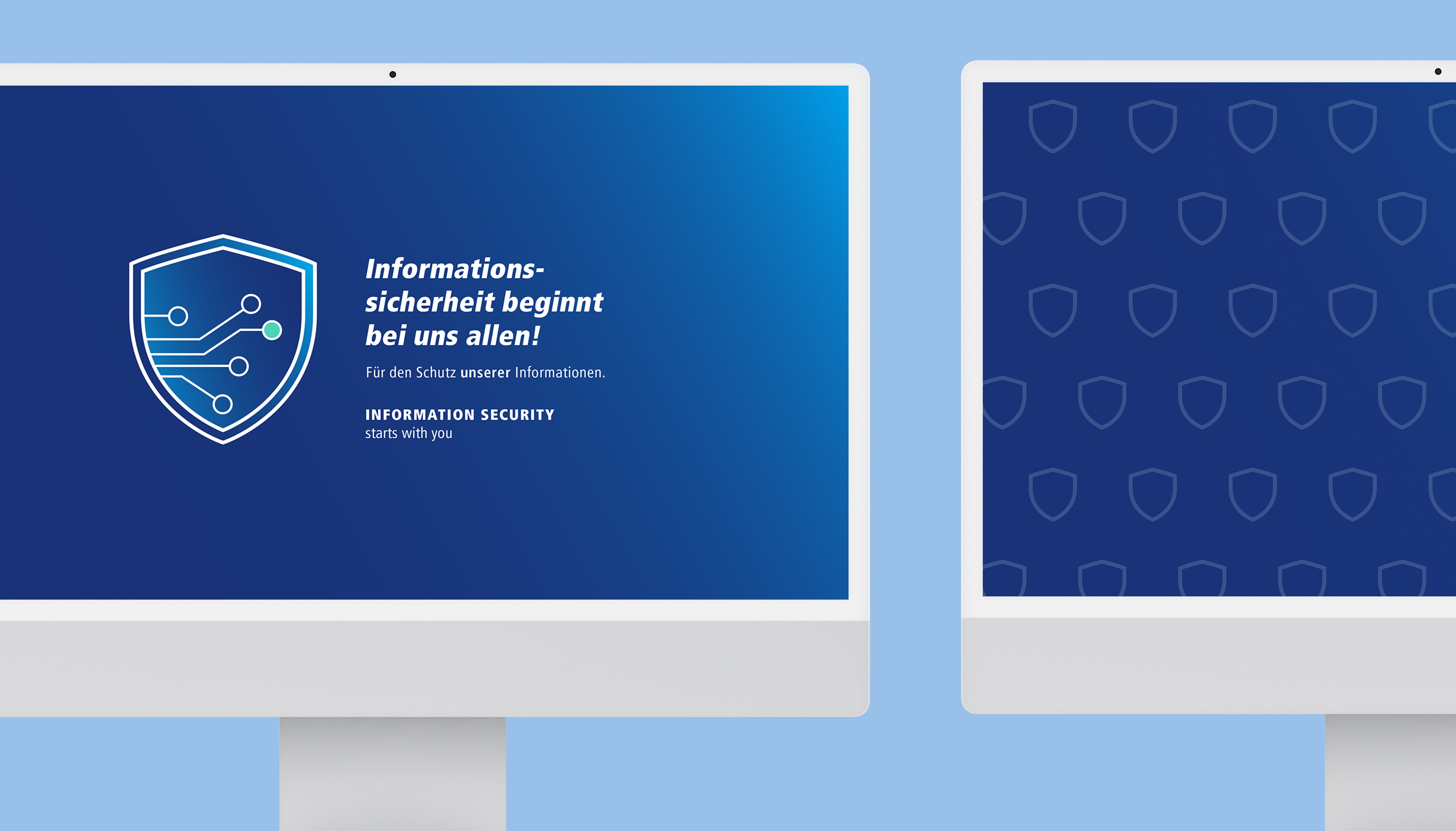 Computerscreens, die Bildschirmschoner zeigen